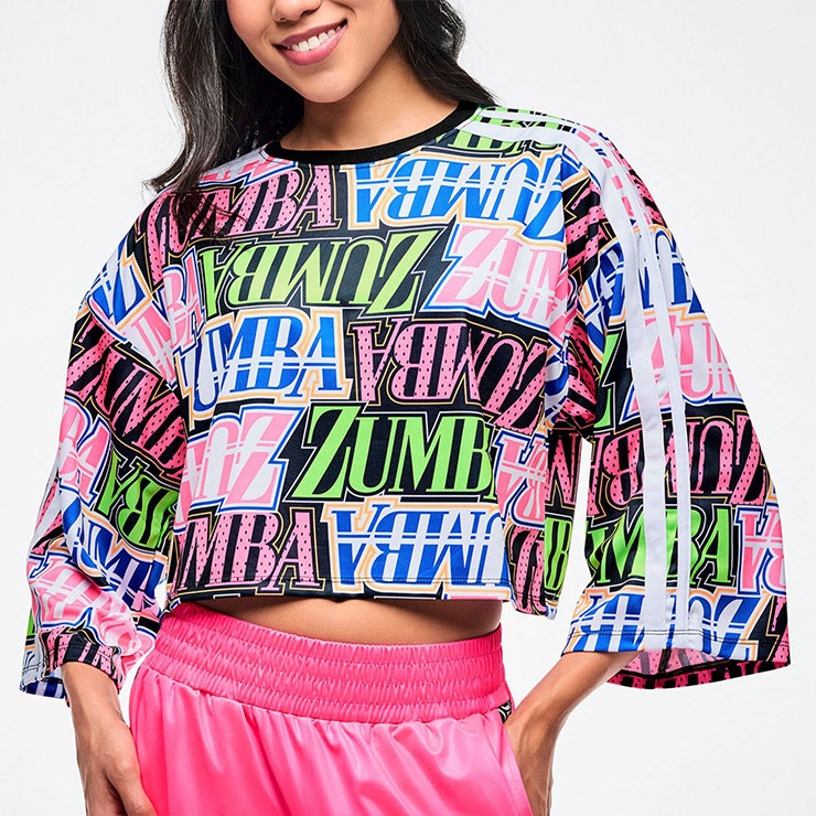 ZUMBA ズンバ 正規品 ウェア レディース トップス 丸首 ロゴ オーバー