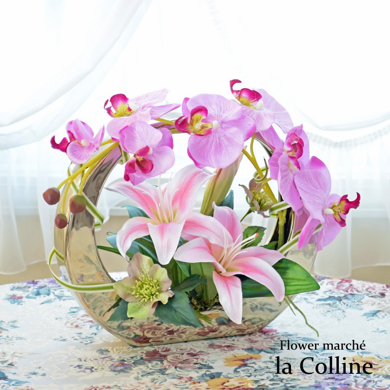 豪華スタンド花 ユリと葉物 ゴールドスタンド 豪華スタンド花 ユリと葉物 ゴールドスタンド