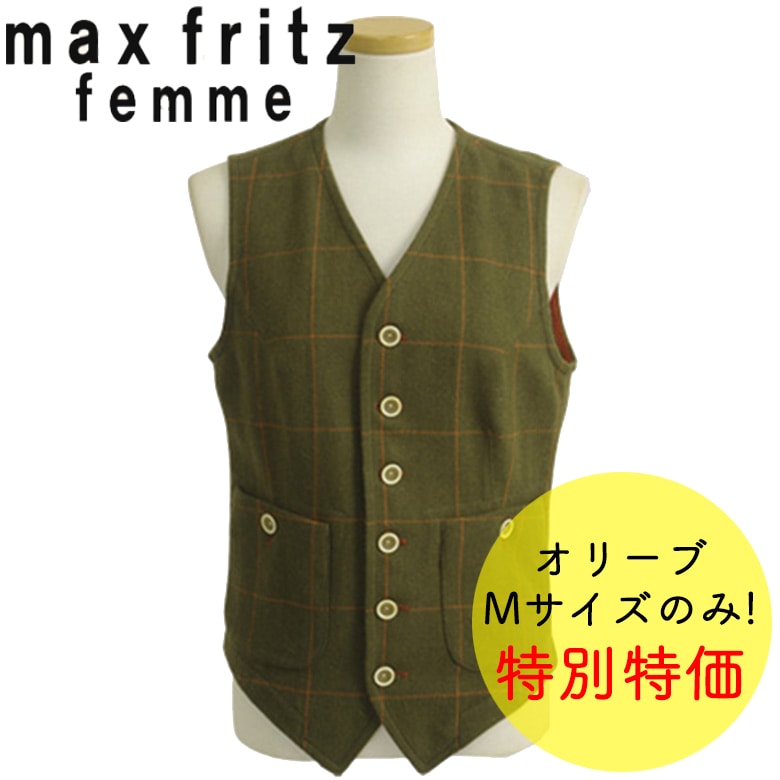 ���ò��ۥ٥���/��ǥ�����/�Х���/maxfritz/femme/WINDOWPANE/VEST/LADIES/��MFV2004/OLIVE/40(LadysM)�ۥ���ʡ��٥���