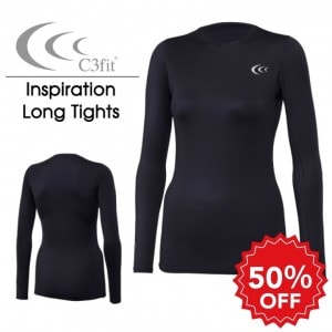 【在庫処分特価】C3fit インスピレーションロングスリーブ(レディース) 3FW07100 長袖インナー/スポーツ/着圧/UVカット/女性用/シースリーフィット/