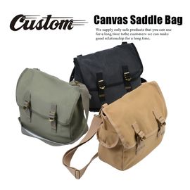 DIN MARKET(ディンマーケット)キャンバスサドルバッグ Canvas Saddle Bag バイク バッグ サイドバッグ ショルダーバッグ 2WAY ビンテージ おすすめ 取寄品