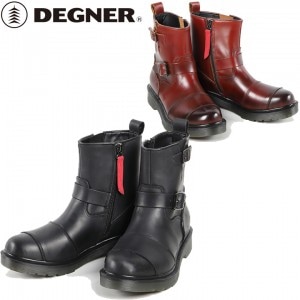 【送料無料】DEGNER(デグナー)レディースシフトガード付レザーZIPエンジニアブーツ HS-B10 バイク ブーツ シフトガード 厚底 牛革 ツーリング ブラック/ブラウン 秋冬 取寄品