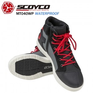 【赤字覚悟のありがとうSALE】SCOYCO(スコイコ)MT040WP 防水ライディングシューズ MT040WP バイク用品 シューズ ライディング 街乗り 普段履き スニーカー 防水 ブラック/レッド ※品切れの際はご了承ください