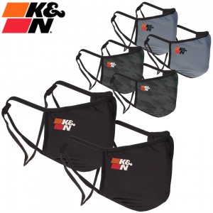 K&N(ケイ&エヌ)2層式布フェイスマスク 88-0520 バイク用品 マスク 2枚入り ブラック ブラック グレー カモ 3色展開 取寄品