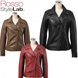 【送料無料】ROSSO STYLELAB(ロッソスタイルラボ)ROSSO ダブルライダースレザージャケット ROL-16 バイクウェア レディース 大きいサイズ プロテクター付き 3色展開 秋冬 取寄品