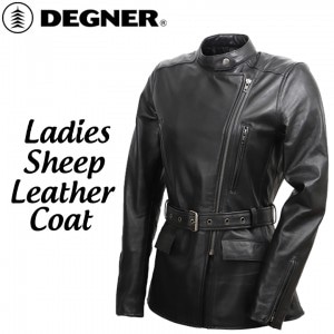 【送料無料】DEGNER(デグナー)レディースシープレザーコート FR21WJ-6 バイクウェア レディース S, M, L プロテクター付き ブラック 秋冬 取寄品