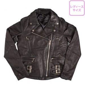 【送料無料】CLEVER DECOR(クレバーデコル)ダブルレザージャケット CDL-115 レディースバイクジャケット 革ジャン 女性サイズ ブラック 秋冬 取寄品