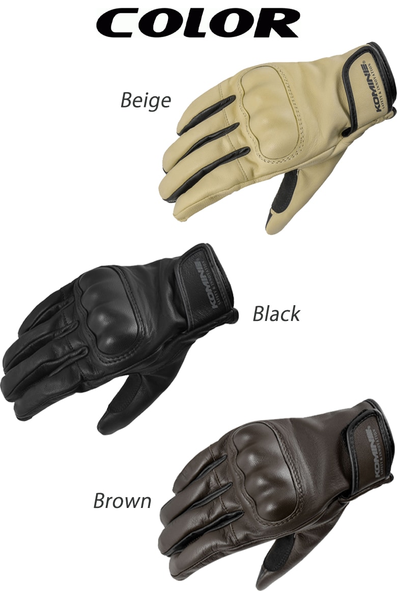 KAMAME ベージュ レザー グローブ 付属袋付き KOMINE(コミネ)プロテクトゴートレザーグローブ GK-252 バイク用レザー