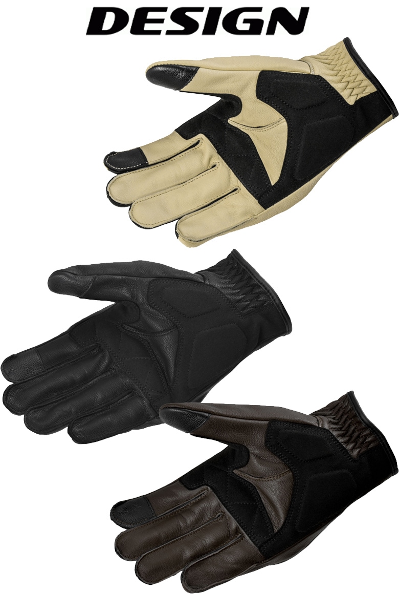 KAMAME ベージュ レザー グローブ 付属袋付き バイク用レザーグローブ革グローブ ヴィンテージ 手袋 3シーズン