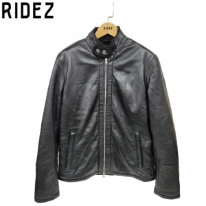 RIDEZ(ライズ)シングルライダースジャケット RLWJ008 バイク用品 ジャケット 革ジャン レザー ボア 保温 ブラック 秋冬用 取寄品