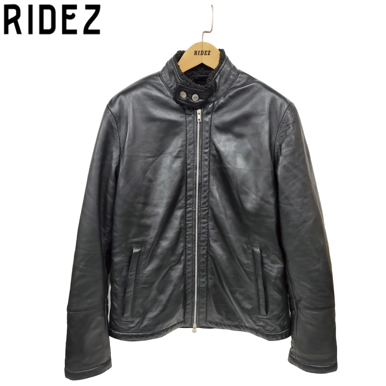 美品 神サイズ RIDEZ ライズ シングルライダース ジャケット 羊革 黒 RIDEZ(ライズ)シングルライダースジャケット RLWJ008 バイク用品