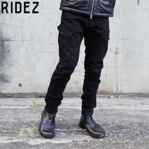 RIDEZ(ライズ)スリムフィットカーゴパンツ RDB1031 バイク用品 ライディングパンツ バイク用パンツ デニム 街乗り ブラック 取寄品