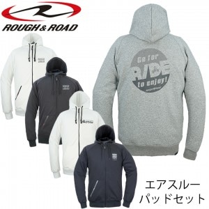 ROUGH&ROAD(ラフ&ロード)ラフライドZIPパーカーエアスルーパッドセット RR1003AP バイクジャケット ※メンズサイズ カジュアル 街乗り 春夏用 取寄品