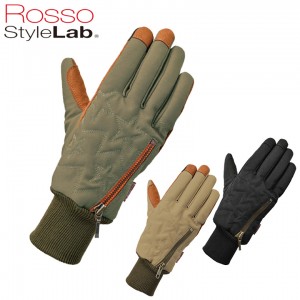 【送料無料/特価】ROSSO STYLELAB(ロッソスタイルラボ)ミリタリーパディングウィンターグローブ RSG-342 レディースバイクグローブ 手袋 カジュアル 防水/防寒 秋冬用 取寄品