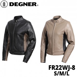 DEGNER(デグナー)バイカラーレディースレザージャケット FR22WJ-8 レディースバイクジャケット 革ジャン 2カラー展開 秋冬/オールシーズン 取寄品