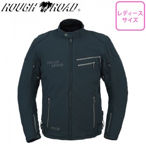 ROUGH&ROAD(ラフ&ロード)エアスルーソフトシェルストレッチライディングZIPジャケットEM RR7253 レディースバイクジャケット ブラック 春夏 取寄品