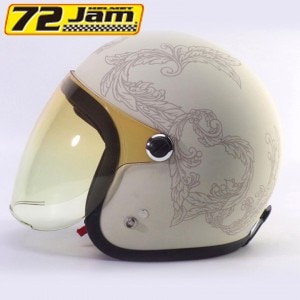 72JAM(ナナニージャム)HEART JJ-27 レディースバイクヘルメット ジェット 子ども/女性用 全排気量対応 シンプル シールド付き アイボリー 取寄品