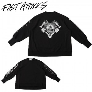 【送料無料】FastAttacks(ファストアタックス)バイクウェア トレーナー ユニセックスバイク用トレーナー カジュアル オーバーサイズ バックプリント 秋冬 取寄品