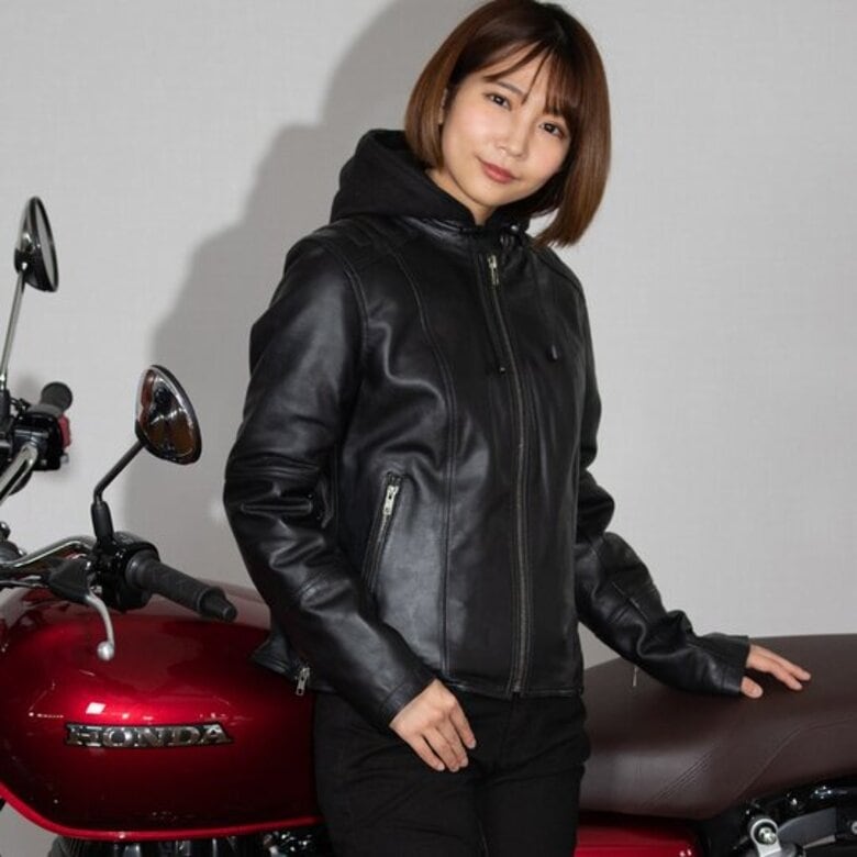 デグナー　FRAU DEGNER ブラックレザージャケット フード付き DEGNER(デグナー)レディースシープレザージャケット FR24WJ-6