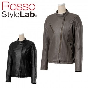【送料無料】ROSSO STYLELAB(ロッソスタイルラボ)セミダブルレザージャケット ROL18 レディースバイクジャケット 女性用 革ジャン シープレザー 羊革 S〜L+ オールシーズン 取寄品