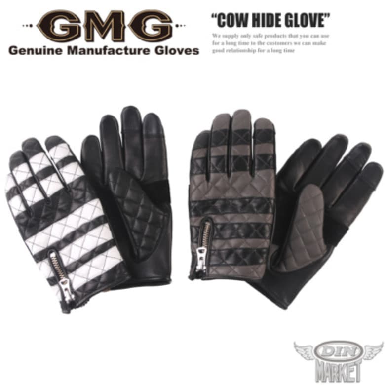 DIN MARKET(�ǥ���ޡ����å�)COW HIDE GLOVE GMG-09 ���ץ������� ���� �����䥹�ƥå� ���� ���ޥ��б� ������ �˽����� �֥�å����ۥ磻��