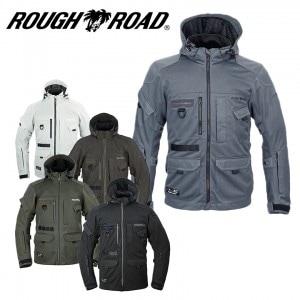 ROUGH&ROAD(ラフ&ロード)マウンテンメッシュパーカー RR7349 レディースバイクジャケット 通気性 収納 マウンテンメッシュパーカー ミリタリー アイスタッチ素材 ペットボトルポケット ブラック 春夏用