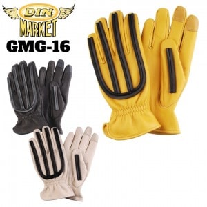 DIN MARKET(ディンマーケット)ヴィンテージモトクロスグローブ GMG-16 バイク用品 革手袋 ディアスキン 鹿革 ライン 取寄品
