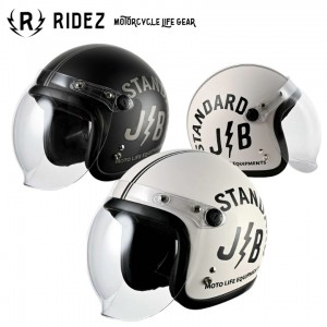 RIDEZ(ライズ)バイク用ジェットヘルメット JB HELMET STANDARD オートバイ グラフィック フリーサイズ シールド付き 全排気量対応 取寄品