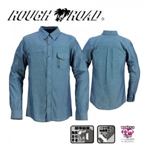 【送料無料】ROUGH&ROAD(ラフ&ロード)ラフライドシャツFP RR1004 バイク用シャツ シャンブレーNV-S ユニセックス 軽量 通気性 オールシーズン