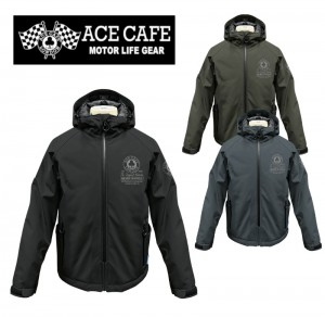 【送料無料】ACE CAFE LONDON(エースカフェロンドン)WP ソフトシェル パドックジャケット FS2501SJ バイク用ジャケット 男女兼用 ポリエステル ブラック 秋冬