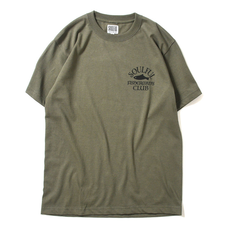 SOULFUL ソウルフル FISHERMAN'S CLUB BASIC LOGO TEE 半袖 Tシャツ OLIVE オリーブ