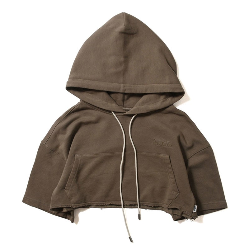 LAKH ラク HALF LAYER HOODIES 5分袖 5分丈 プルオーバーパーカー OLIVE オリーブ 【30%オフ】