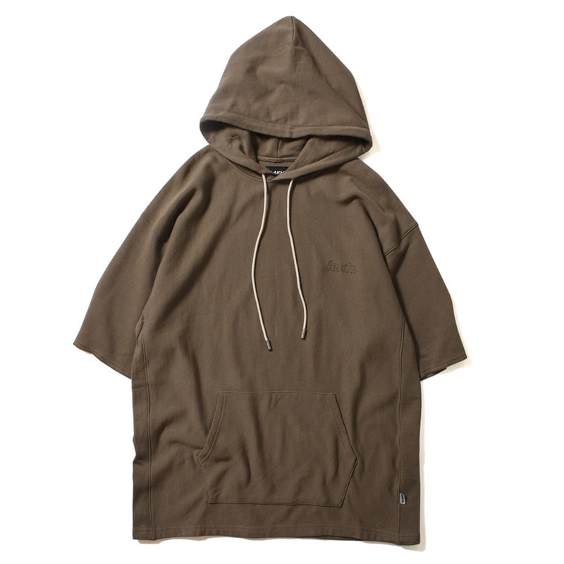 LAKH ラク SHORT SLEEVE HOODIES 5分袖プルオーバーパーカー OLIVE オリーブ 【30%オフ】