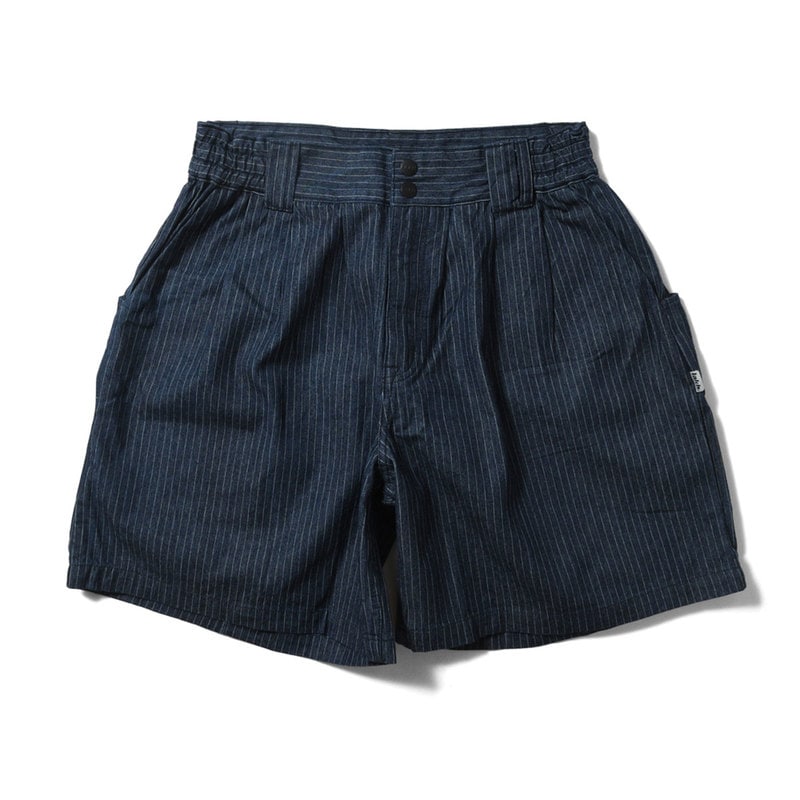 LAKH ラク WIDE CUT 1/2 PANTS ショーツ STRIP NAVY ストライプネイビー【30%オフ】