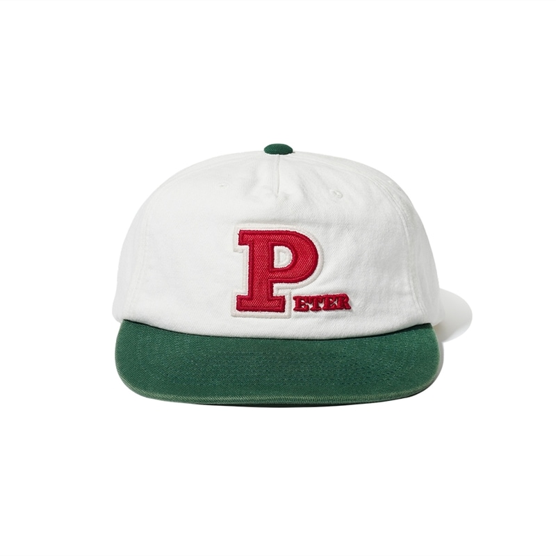 MY NAME IS PETER マイネームイズピーター 5-PANEL PETER APPLIQUE CAP - WHITE ＆ GREEN キャップ