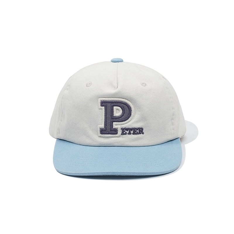 MY NAME IS PETER マイネームイズピーター 5-PANEL PETER APPLIQUE CAP - BEIGE ＆ SKY BLUE キャップ