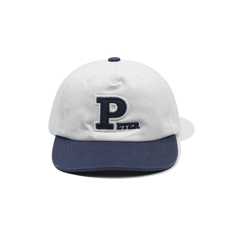 MY NAME IS PETER マイネームイズピーター 5-PANEL PETER APPLIQUE CAP - WHITE ＆ NAVY キャップ