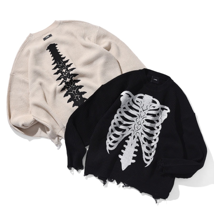 EL REIGN エルレイン TRIBAL BONE DAMAGE KNIT セーター EL25AW-007