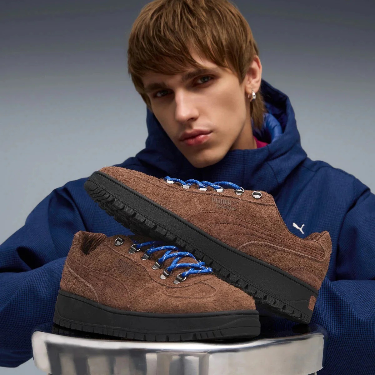 S383PUMAプーマMONTAPON LUXE353671-03レアモデル PUMA プーマ PALERMO ALPINO FUZZY CHESTNUT BROWN-MOUNTAIN BLUE