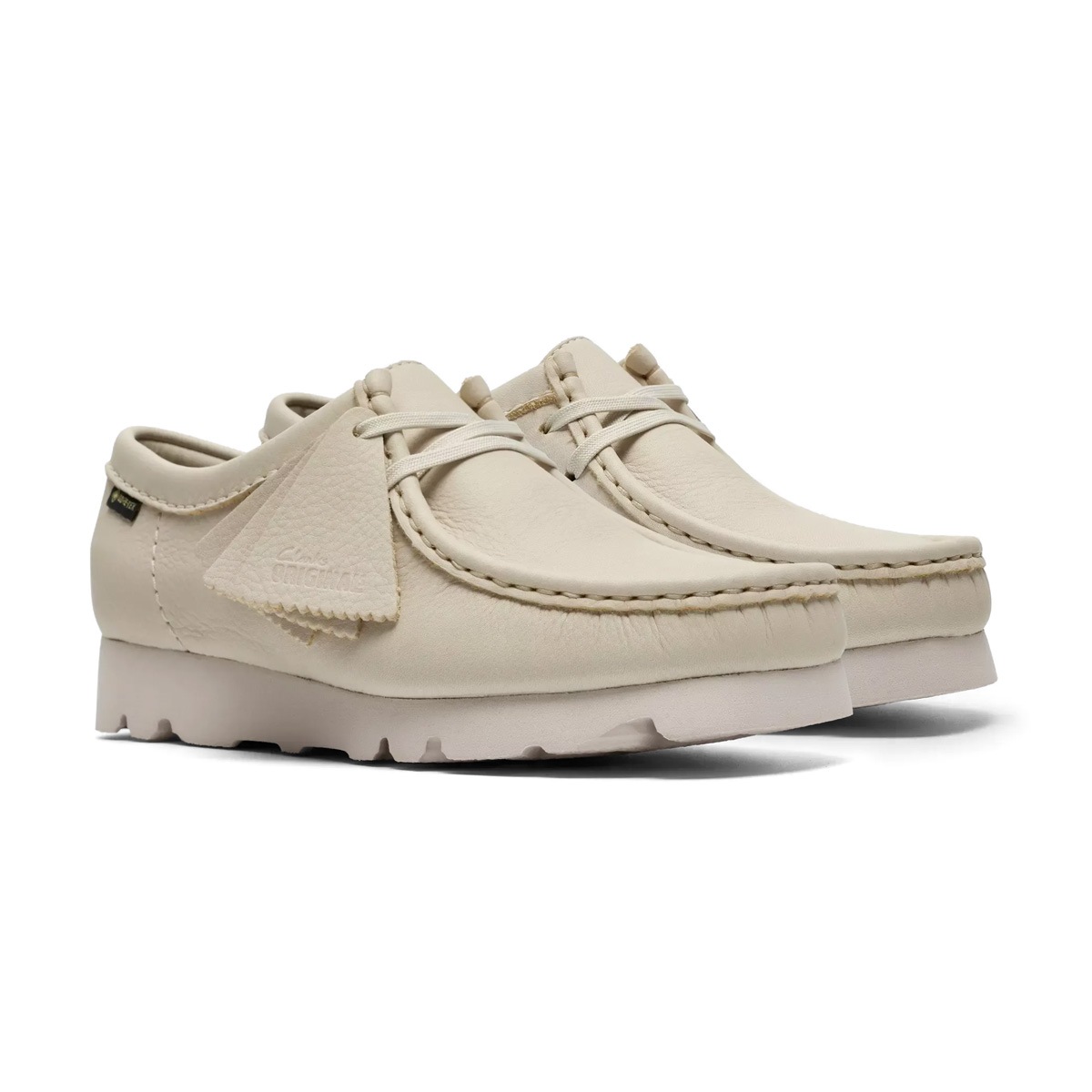 美品 Clarks WALLABEE GTX 名作 25.5 Clarks クラークス Wallabee.GTX White Leather スニーカー 26185605の