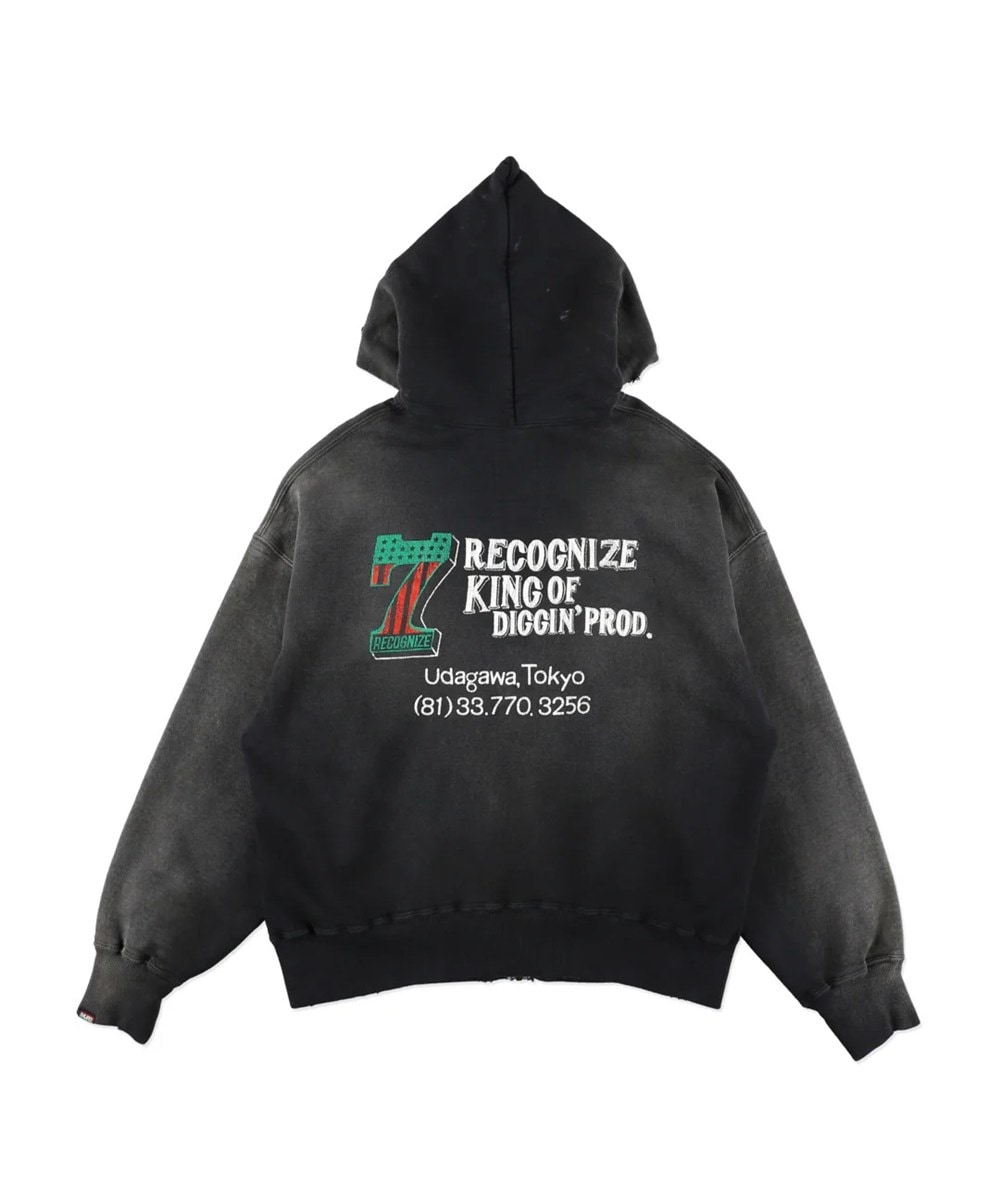 RECOGNIZE レコナイズ #7 VINYL ZIP HOODIE AGED ジップフーディー