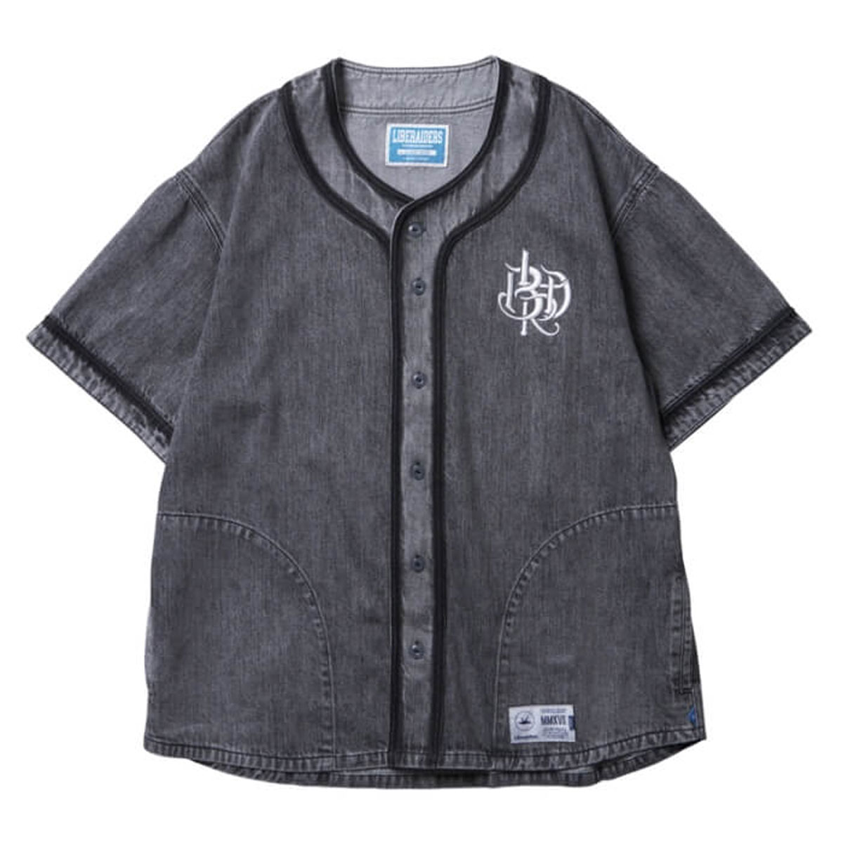 Liberaiders半袖デニムシャツ グレー Liberaiders リベレイダース DENIM BASEBALL SHIRT デニムシャツ