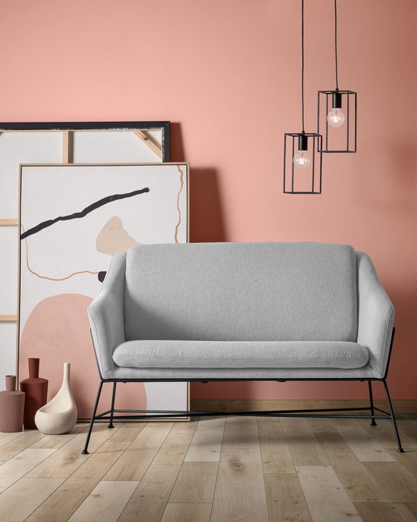 送料無料！ファブリックソファ2p ラバーズボーダーL.BR ソファ・座椅子