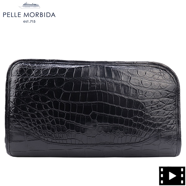 【セール】ペッレモルビダ クラッチバッグ クロコダイルレザー クラッチバッグ PELLE MORBIDA PMO-CR015 BLACK（ブラック）【返品交換不可】