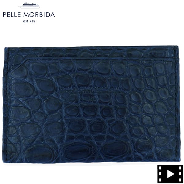 ペッレモルビダ カードケース クロコダイルレザー パスケース PELLE MORBIDA PMO-CRS009 BLU （ブルー）　
