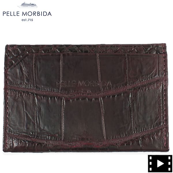 ペッレモルビダ カードケース クロコダイルレザー パスケース PELLE MORBIDA PMO-CRS009 BOR （ワイン）　