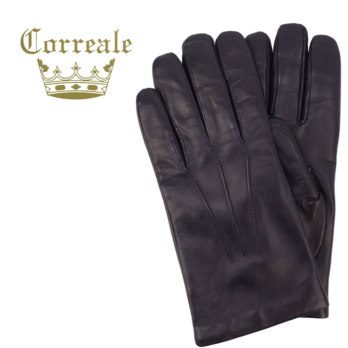 【セール】コレアーレグローブス 手袋 メンズ シープスキン ナッパレザー カシミアライニング グローブ Correale gloves CRM-6001（ネイビー） 【返品交換不可】