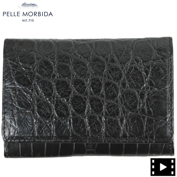 ペッレモルビダ カードケース PMO-CRS002 クロコダイル レザー 名刺入れ PELLE MORBIDA（ブラック）  EXLT　