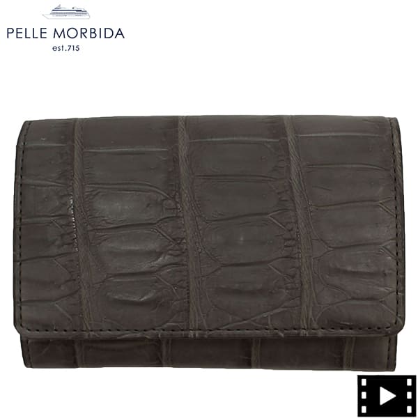 ペッレモルビダ カードケース クロコダイル レザー カードケース 名刺入れ PELLE MORBIDA PMO-CRS011 CGRY （チャコールグレー）　