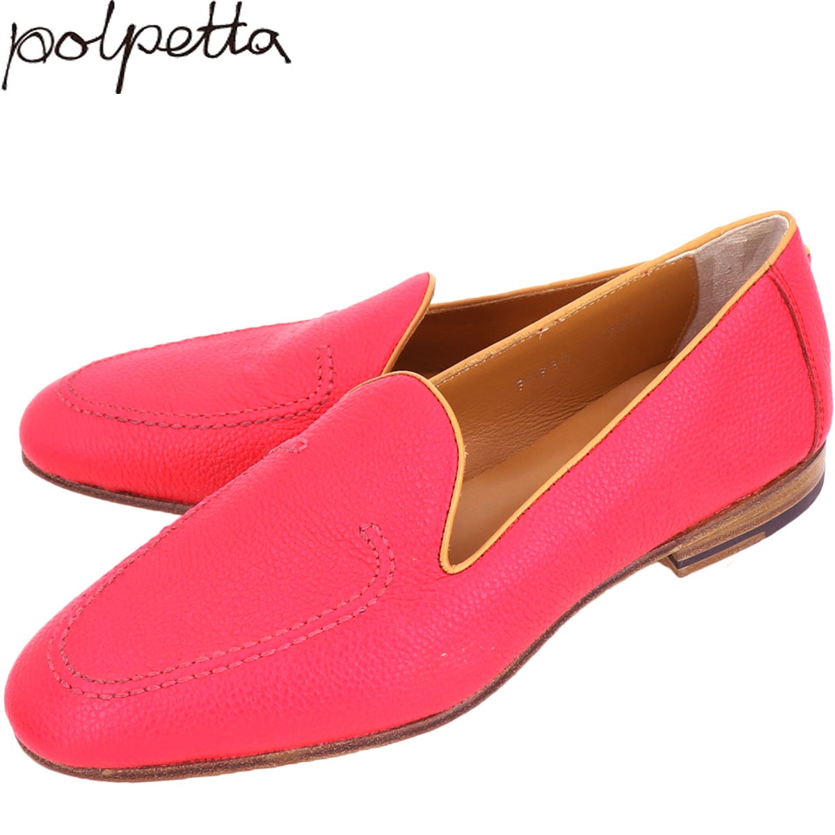 【セール 半額以下】ポルペッタ レザーシューズ メンズ ボロネーゼ製法 グレインレザー Uチップスリッポン POLPETTA PASSO U RED（レッド） 【返品交換不可】